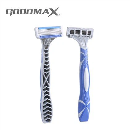 Six Blade Metal Handle System Razor with Replacement Cartridges