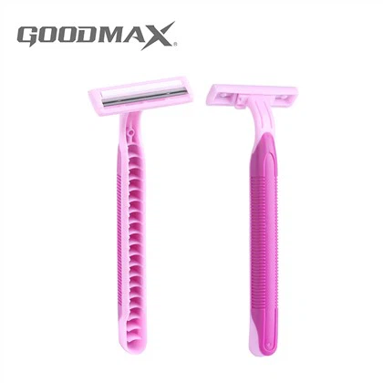 Twin Blade Disposable Razor with Rubber Handle for Lady